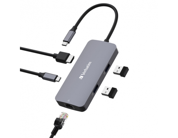 Hub Verbatim Type-C 5-Port USB 3.2 HDMI 4K/60HZ Gigabit Ethernet